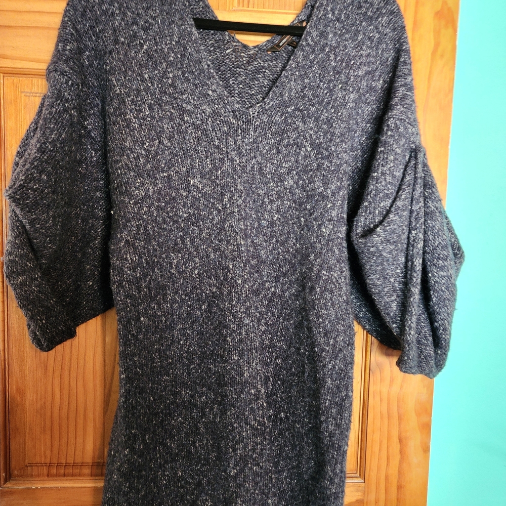 BCBGMaxAzria Textured Knit Sweater in Blue and Black
